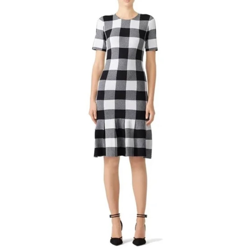 Slate & Willow Gingham Knit Dress Black And White Size L